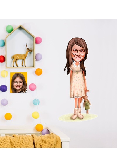 Kişiye Özel Kız Çocuk Karikatürlü Duvar Sticker 50X70CM 7