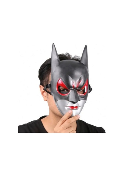 Kırmızı Gözlü Siyah Batman Maske - Lastikli Batgirl Maskesi 2 N712