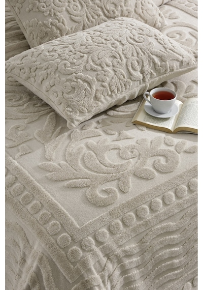 Bej Bohem Yatak Örtüsü 220 X 240 Çift Kişilik Peluş Yumuşak Welsoft 2 Adet Yastık Kılıfı Çeyiz