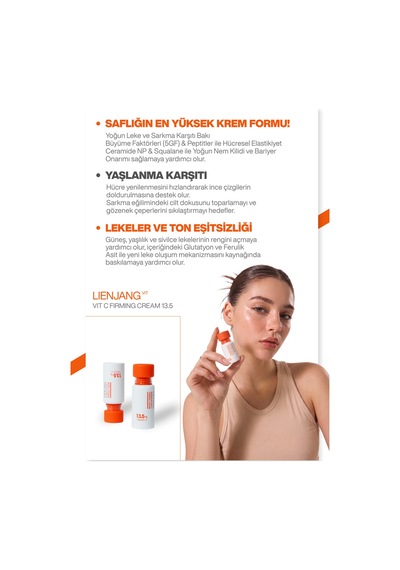 %13.5 Saf C Vitamini & Peptit Leke & Kırışıklık Karşıtı Yoğun Aydınlatıcı Ton Eşitleyici Krem 15 Ml