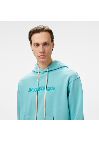 Story Of Angels Gold Angel Hand-dye Erkek Mavi Sweatshirt Düz Soa2202 Mavi