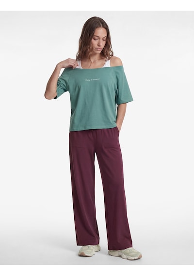 Koton Pamuklu Kayık Yaka Kısa Kollu Baskılı Oversize Spor Tişört Yeşil 6sak10243nk
