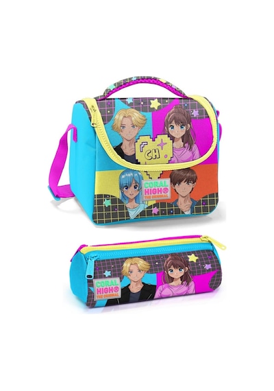 Coral High Mor Mavi Anime Kız Çocuk Beslenme Çantası Seti