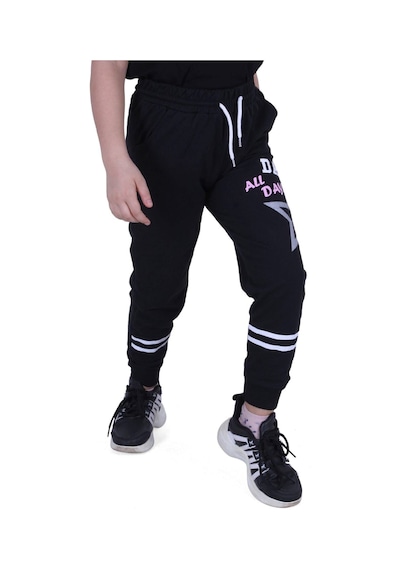 Fyk Kids All Day Yazı Baskılı Kız Çocuk Eşofman Altı Siyah
