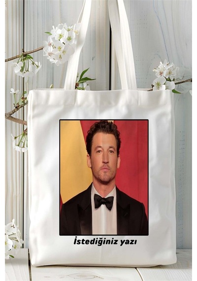 Art Hediye Miles Teller Baskılı Bez Çanta Omuz Çantası Kişiye Özel Desen 2 Çok Renkli