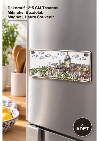 4 Adet İstanbul Temalı Magnet Dekoratif 12 5 Cm Tasarımlı Mıknatıs, Buzdolabı Magneti, Hatıra Souvenir 1