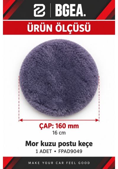 Bgea Mor Kuzu Postu Polisaj Keçesi 160 Mm 1 Adet Fpad9049