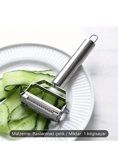 Paslanmaz Çelik Sebze Soyucu Jülyen, Dilimleyici Ve Soyucu Bıçaklı Mutfak Aleti Gümüş