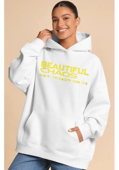 Sevbano Beautiful Chaos Katseye Kpop Müzik Grubu Sırt Baskılı Unisex Over beyaz