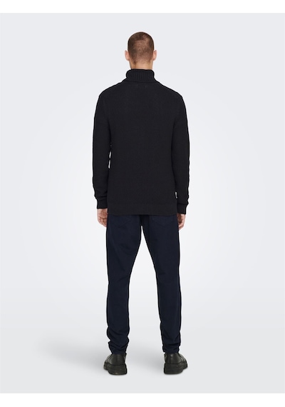 Only & Sons Onstuck 7 Roll Neck Knit Erkek Siyah Kazak - 22022595