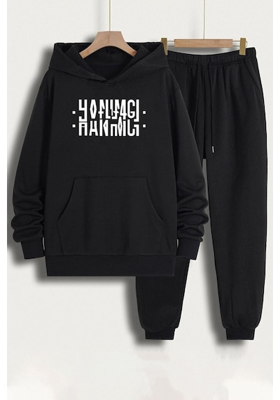 Uyguntarz Unisex Hanımcı Eşofman Takımı Siyah