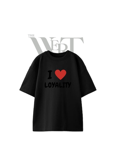 Thewert I Love Loyalty Tasarım Baskılı Ünisex Siyah Oversize T-shirt