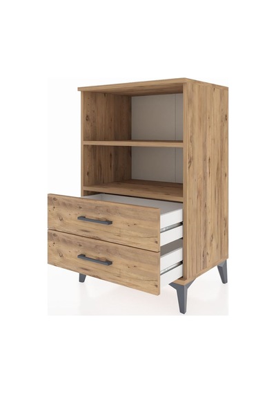 Hyperion Komodin 2 Raflı 2 Çekmeceli 60x44x96 Çam-çam Çam