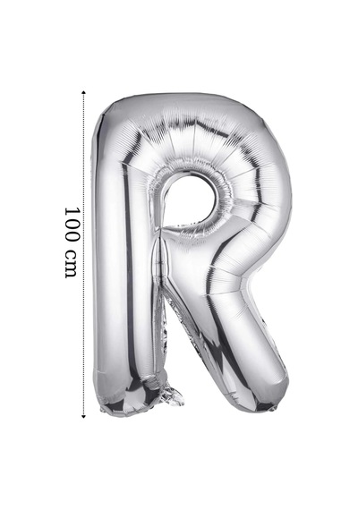 Folyo Balon R Harfi Helyum Balon 100 Cm Gümüş Renk - R Harf Balon - Harf Folyo Silver Balon Çok Renkli