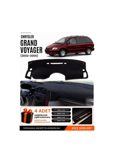 Chrysler Grand Voyager 2002-2006 Uyumlu Torpido Örtüsü, Torpido Kılıfı - Siyah - Cr001