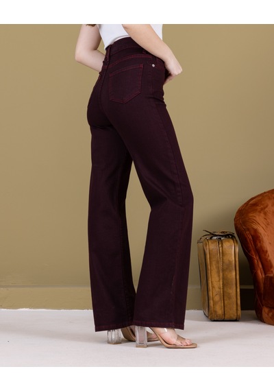 Ahmetkoccollection Kadın İspanyol Paça Pantolon Bordo Bordo