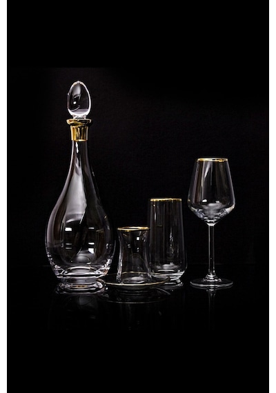 Extra Decostyle Gold 61 Parça 12 Kişilik Cam Bardak Seti Altın