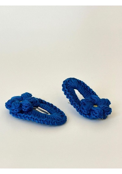 Amigurumi Örgü Çıtçıt Toka Saks Mavi Tek Ebat Çok Renkli