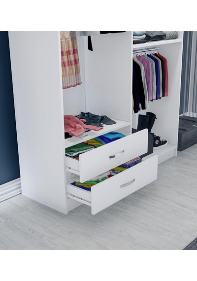 Metalia Gm 071 Novado 4 Kapılı 2 Çekmeceli Aynalı Gardrop Dolap Çok Renkli