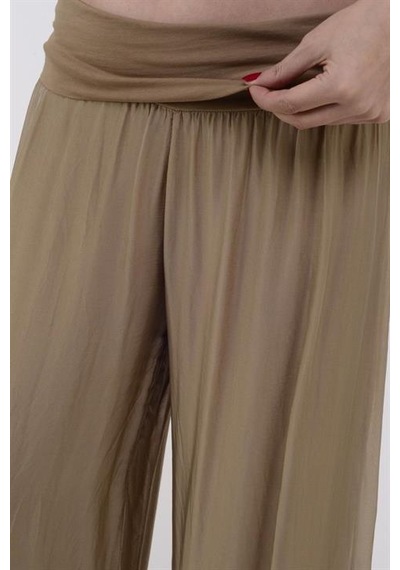 Bohem Stil Italyan Korse Belli Astarlı İpek Pantolon Camel