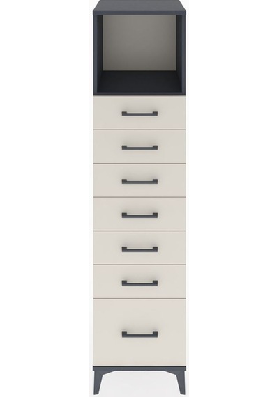 Hyperion Dolap Tek Raflı 7 Çekmeceli 44x44x182 Antrasit-aytaşı Antrasit