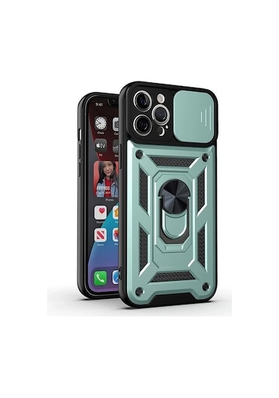 Nettech Apple Uyumlu iPhone 12 Pro Kızaklı Panzer Seri Arka Koruma Kılıf - Gold Gold