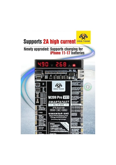 Oss Team W209 Pro V11 Akıllı Telefon Bataryası Hızlı Şarj Ve Aktivasyon Kartı iPhone Uyumlu 6-17 Pro Max/apple Watch/android Telefonlar İçin