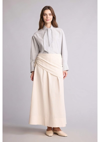 Defacto Relax Fıt Çizgili Poplin Uzun Kollu Tunik H4225ax26spwt32 Beyaz-wt32