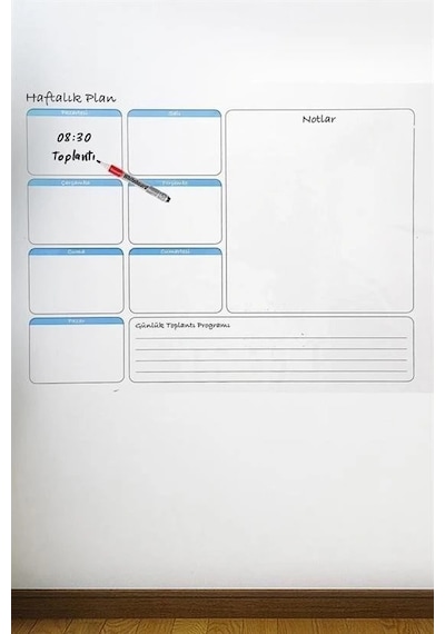 Durukar Haftalık Planlayıcı Manyetik Duvar Stickerı Takvim 56 Cm X 70 Cm