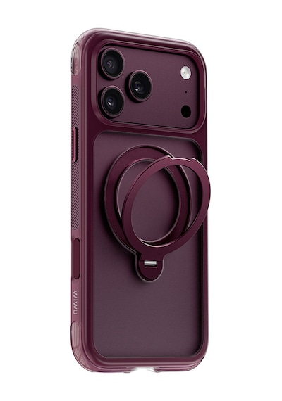 Apple iPhone Uyumlu 18 Pro Kılıf Wiwu As-203 Aeroshield Ultra Serisi M-safeli Airbag Standlı Kapak Bordo