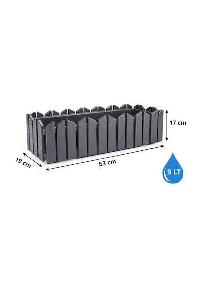 Ozn-616 Efes Askılı Balkon Saksı Takımı 9 Lt No:2 Antrasit 4 Adet