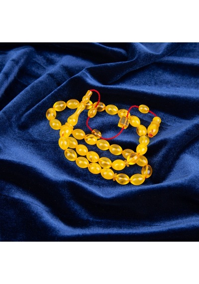 Sıkma Kehribar Beyzi Kesim 7.5x10mm Tesbih Sarı