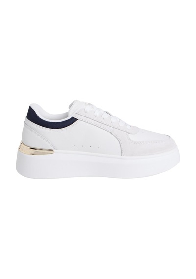 Tommy Hilfiger Th Saten Kadın Ekru Platform Taban Sneaker-13053 Ekru