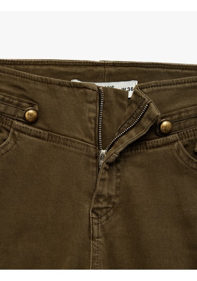 Koton Pamuklu Düşük Bel Dar Kesim İspanyol Paça Cepli Denim Pantolon - Flare Jeans K.haki 7wal40027mw Koton Pamuklu Düşük Bel Dar Kesim İspanyol Paça Cepli Denim Pantolon - Flare Jeans K.haki 7wal40027mw