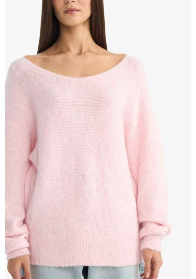 Defacto Coool Regular Fit Kayık Yaka Triko Kazak G5652ax25wnpn83 Pembe-pn83