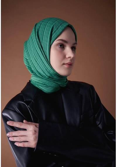 Modakaşmir Aminenesil Misto Pamuk Şal Yeşil Renk KOYU YEŞİL
