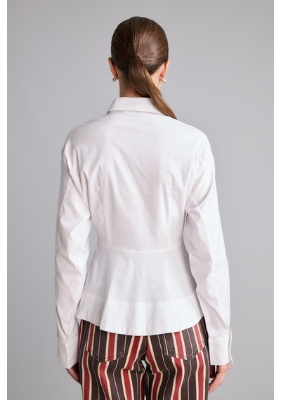 Defacto Fıtted Bengalin Peplum Uzun Kollu Gömlek I4741ax26auwt36 Beyaz-wt36