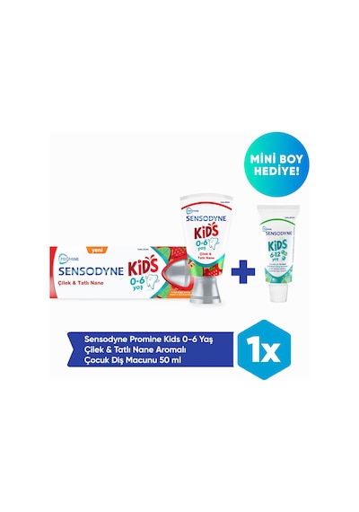 Sensodyne Promine 0-6 Yaş Çocuk Diş Macunu 50ml - Çilek Aromalı 50ml + Mini Boy Hediye 15ml