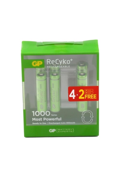 GP ReCyko+ GP100AAAHCE4-2B 950 mAh AAA Şarj Edilebilir İnce Kalem Pil 4 + 2'li