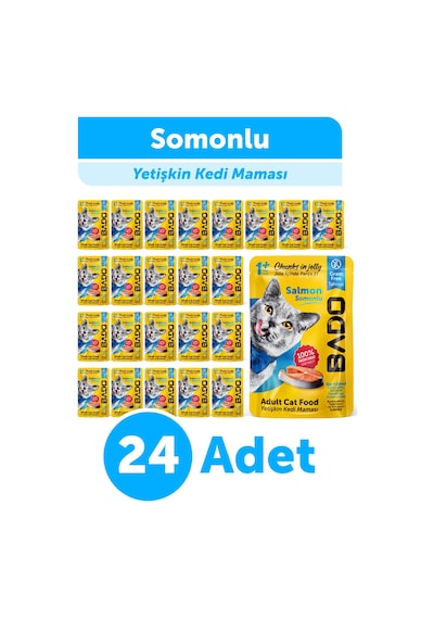 Bado Yetişkin Yaş Kedi Maması Somonlu 85gr 24'lü
