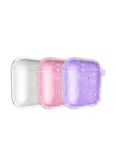 Mobilefix Apple Uyumlu AirPods Allstar Airbag 32 Parlayan Simli Saydam Renkli Kılıf-şeffaf Şeffaf