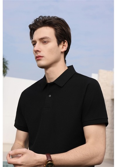 New Performance Premium Polo T-shirt 100% Pamuk Merserize Siyah