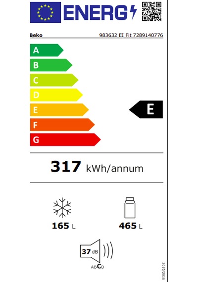 Beko 983632 EI Fit 630 LT  Üstten Donduruculu Buzdolabı