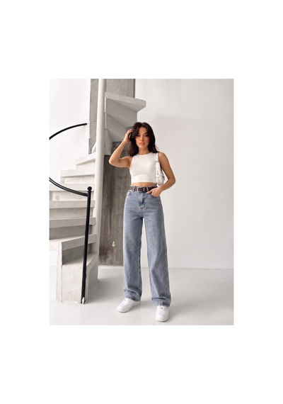 Kene Jeans Tintli Kemerli Likralı Bol Paça Denim Pantolon Tintli