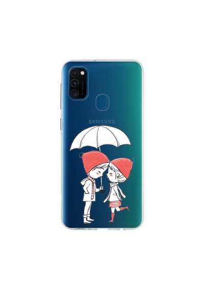 Samsung Galaxy Uyumlu M30s Kapak Aşk Tasarımlı Şeffaf Silikon Kılıf