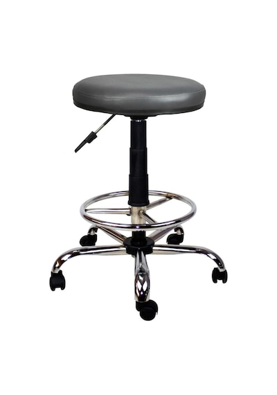 Bürocci Metal Ayaklı Yüksek Tabure-Gri Deri - 2999T0125