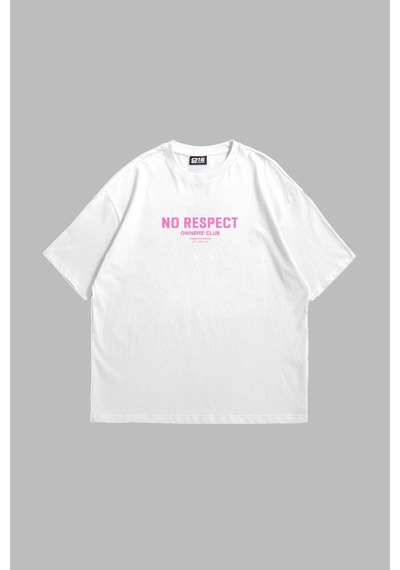 Tarzsokak No Respect Baskılı Oversize Unisex Beyaz