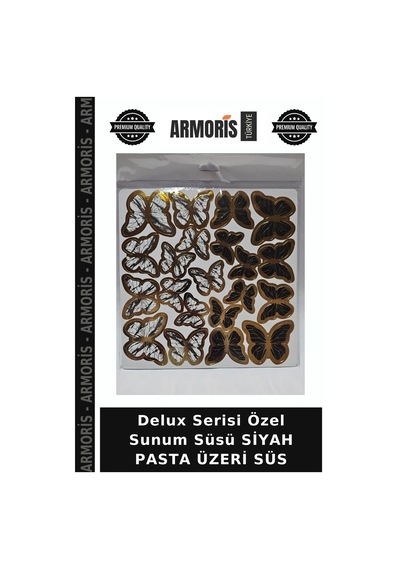 Delux Serisi Özel Sunum Süsü Siyah Pasta Üzeri Süs