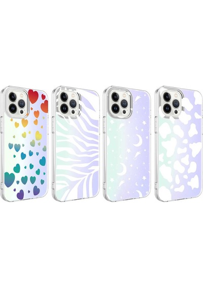 Zeyline Apple Uyumlu iPhone 13 Pro Max Zore M-blue Desenli Kapak-heart No3