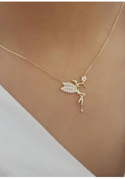 925 Ayar Zirkon Taşlı Gümüş Melek Kolye